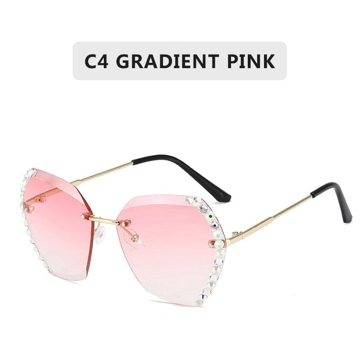Vintage Round Sunglasses Fashion Rimless Glasses For Women UV400 Shades BENNYS 