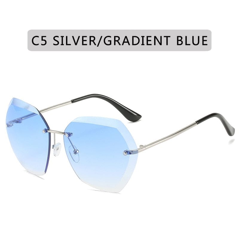 Vintage Round Sunglasses Fashion Rimless Glasses For Women UV400 Shades BENNYS 