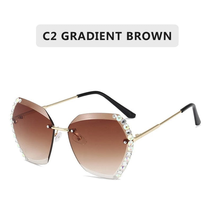 Vintage Round Sunglasses Fashion Rimless Glasses For Women UV400 Shades BENNYS 