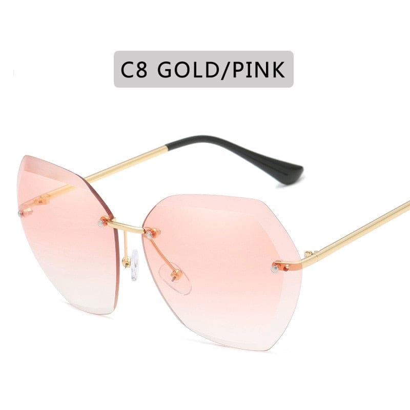 Vintage Round Sunglasses Fashion Rimless Glasses For Women UV400 Shades BENNYS 