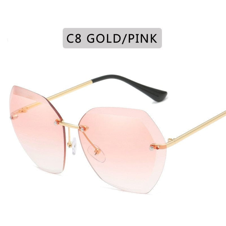 Vintage Round Sunglasses Fashion Rimless Glasses For Women UV400 Shades BENNYS 