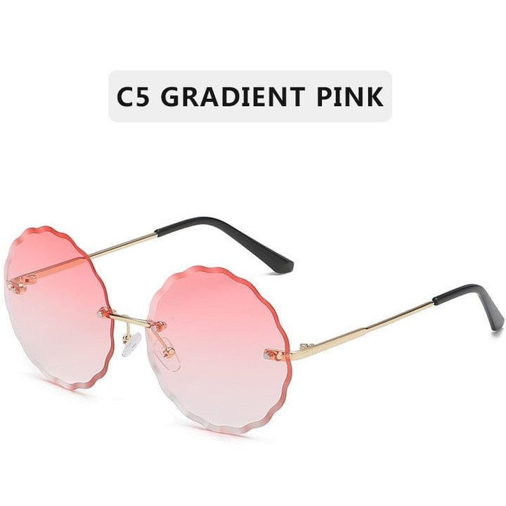 Vintage Round Sunglasses Fashion Rimless Glasses For Women UV400 Shades BENNYS 