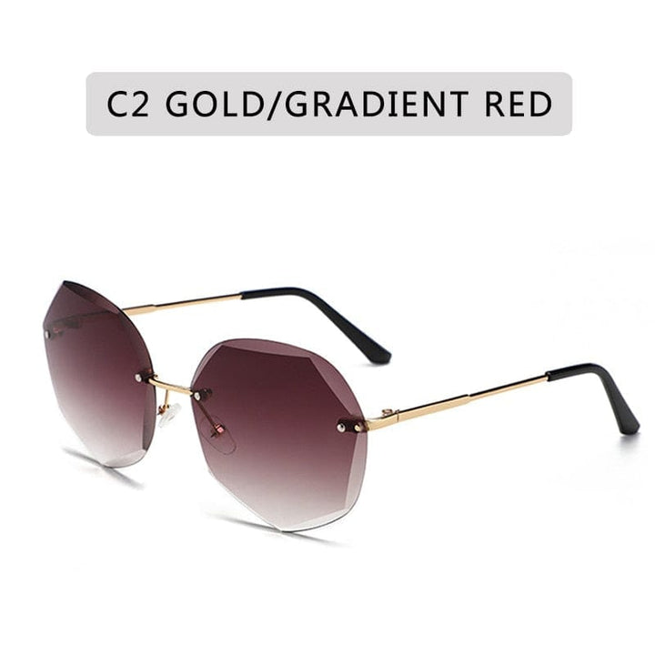 Vintage Round Sunglasses Fashion Rimless Glasses For Women UV400 Shades BENNYS 