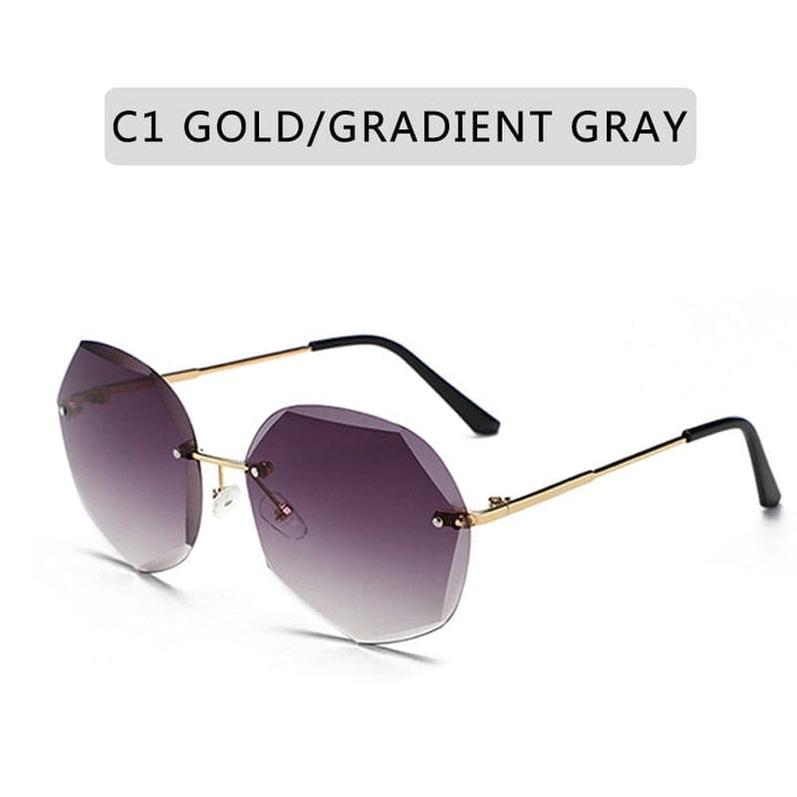 Vintage Round Sunglasses Fashion Rimless Glasses For Women UV400 Shades BENNYS 