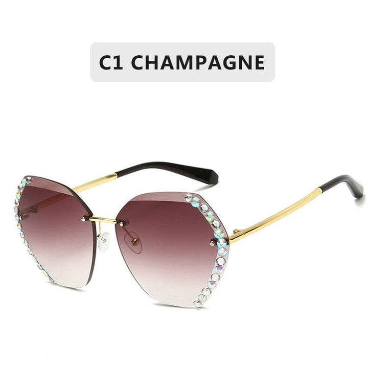Vintage Round Sunglasses Fashion Rimless Glasses For Women UV400 Shades BENNYS 