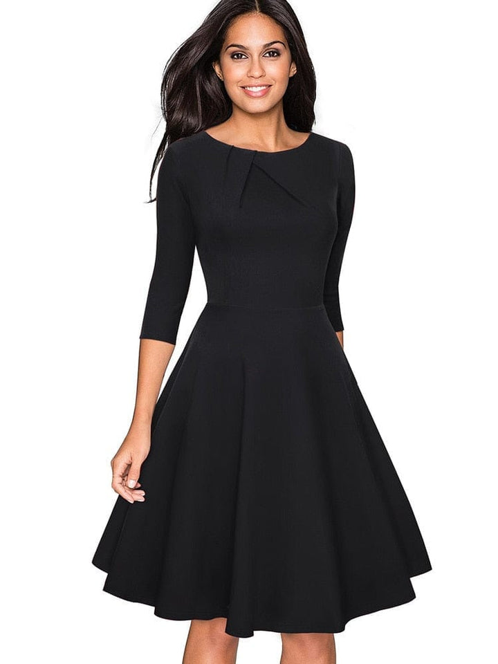 Vintage Solid Color Elegant Dresses with Cap Sleeve BENNYS 
