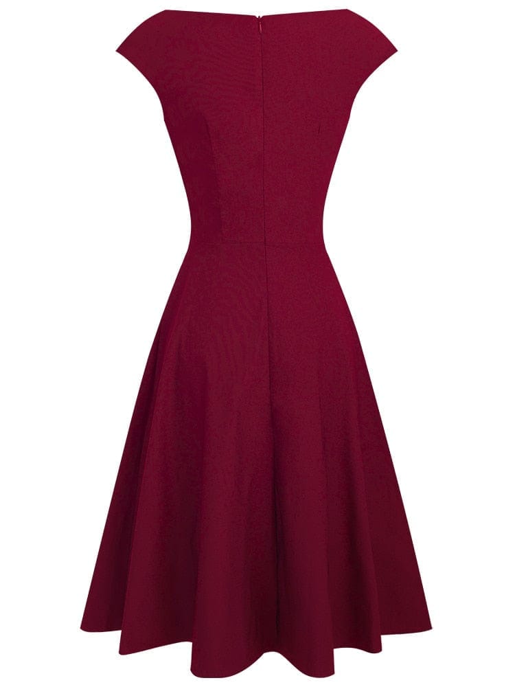 Vintage Solid Color Elegant Dresses with Cap Sleeve BENNYS 