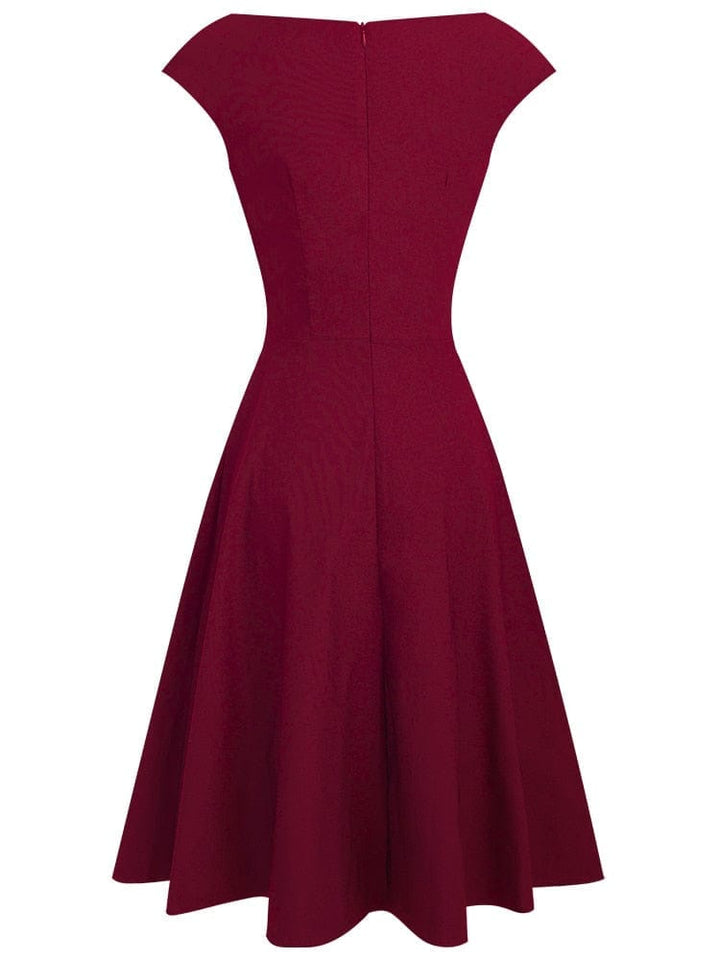 Vintage Solid Color Elegant Dresses with Cap Sleeve BENNYS 