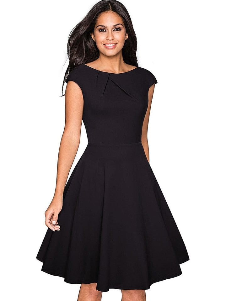 Vintage Solid Color Elegant Dresses with Cap Sleeve BENNYS 