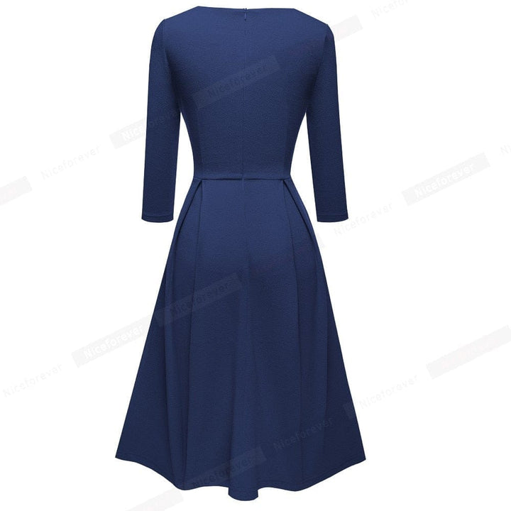 Vintage Solid Color Party A-Line Women's Flared Swing Dress BENNYS 