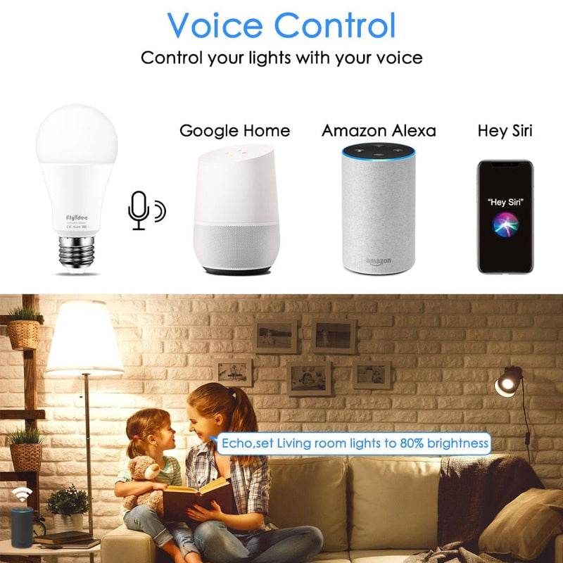 WIFI LED Smart Light Bulb Voice Control Alexa Google Assistant 100W BENNYS 