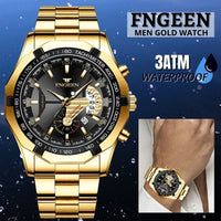 Waterproof Gold Men's Watch Classic Stainless Steel Quartz Wristwatch For MEN BENNYS 