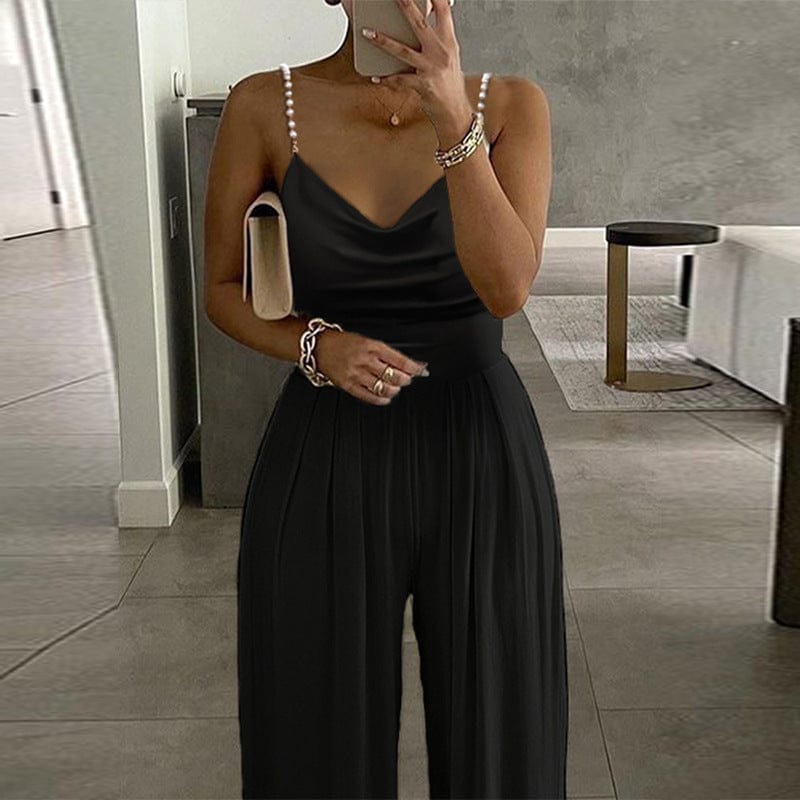 Wide Leg Sleeveless V-neck Halter Trousers Jumpsuit BENNYS 