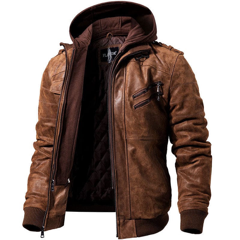 Winter Fashion Motorcycle Leather Jacket Men Slim Fit Warm Streetwear BENNYS 