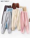 Winter High Waist Fleece Pencil Pants For Women Solid Drawstring Sweatpants BENNYS 