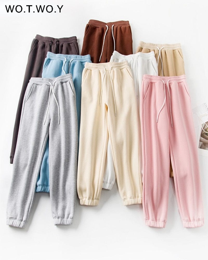 Winter High Waist Fleece Pencil Pants For Women Solid Drawstring Sweatpants BENNYS 