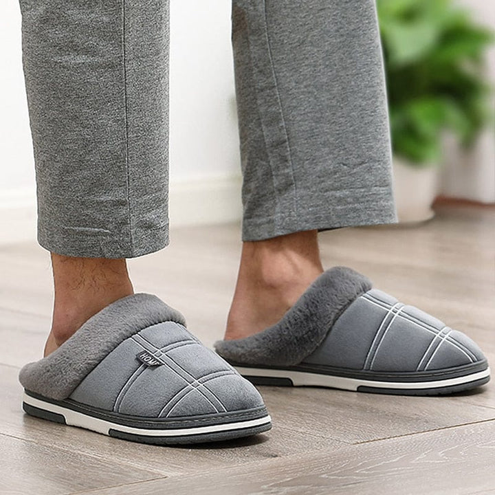 Winter warm slippers men Suede plush Indoor shoes for men BENNYS 