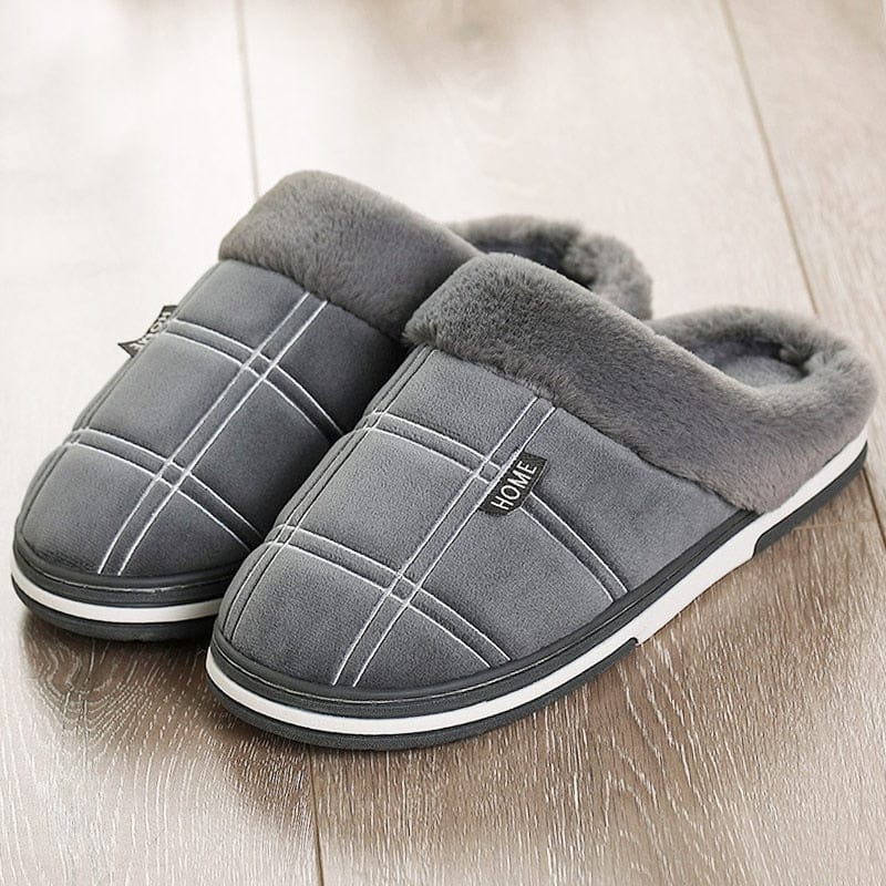 Winter warm slippers men Suede plush Indoor shoes for men BENNYS 