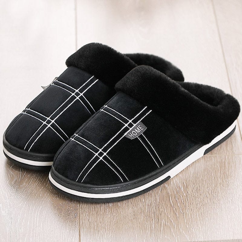 Winter warm slippers men Suede plush Indoor shoes for men BENNYS 