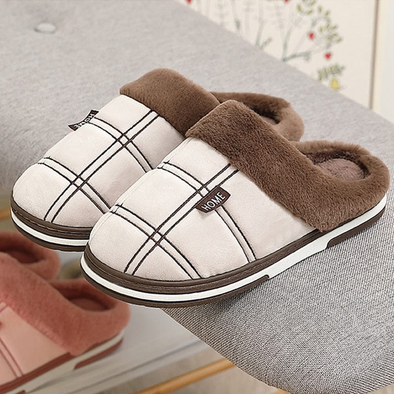 Winter warm slippers men Suede plush Indoor shoes for men BENNYS 