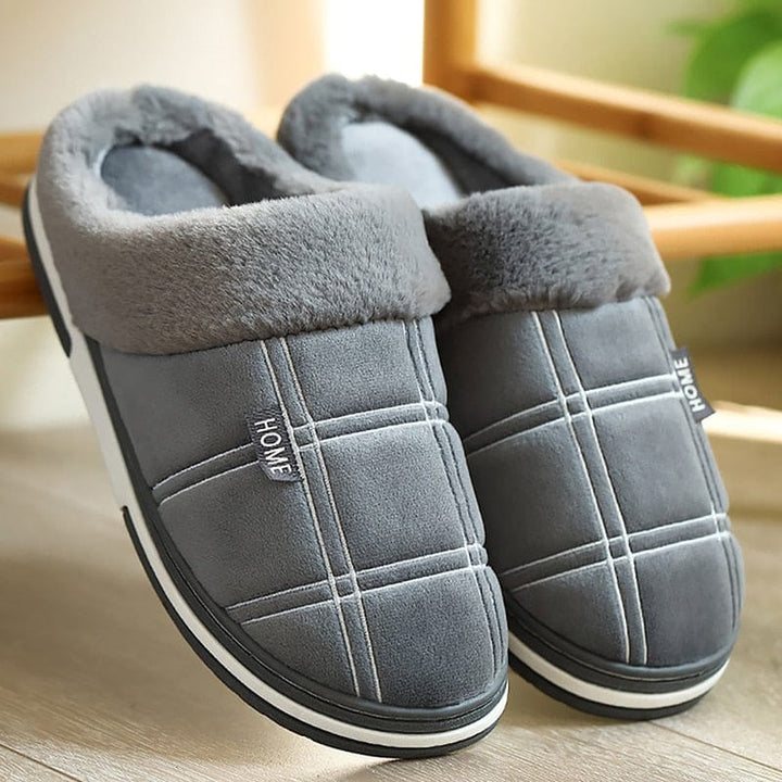 Winter warm slippers men Suede plush Indoor shoes for men BENNYS 