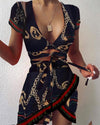 Women 2022 Summer Ruffles Cut Leopard Print Dress BENNYS 