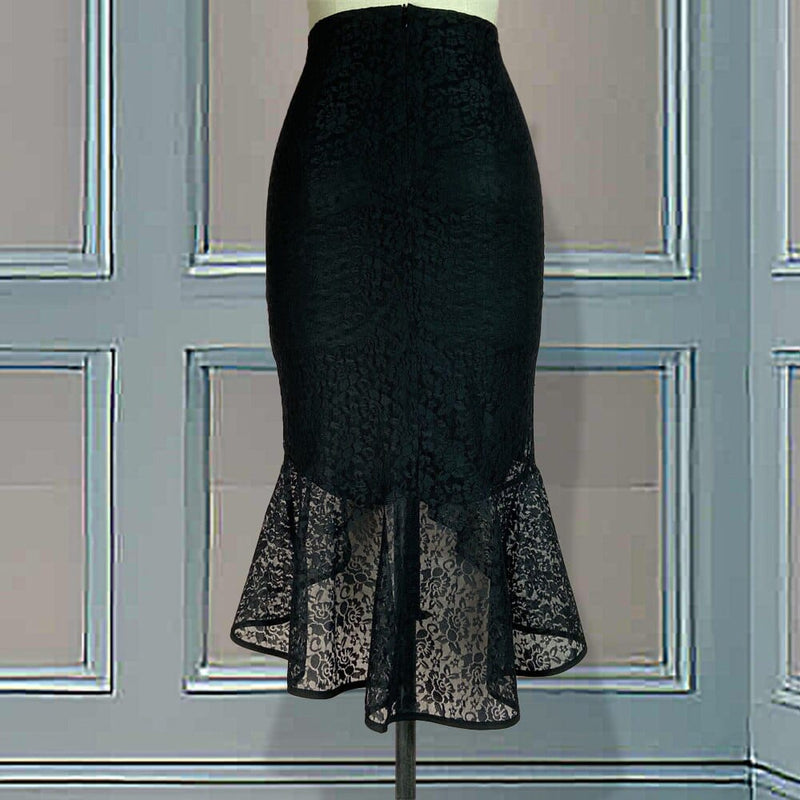 Women Black Lace High Waist Skirt Business/Office Elegant Fashion BENNYS 