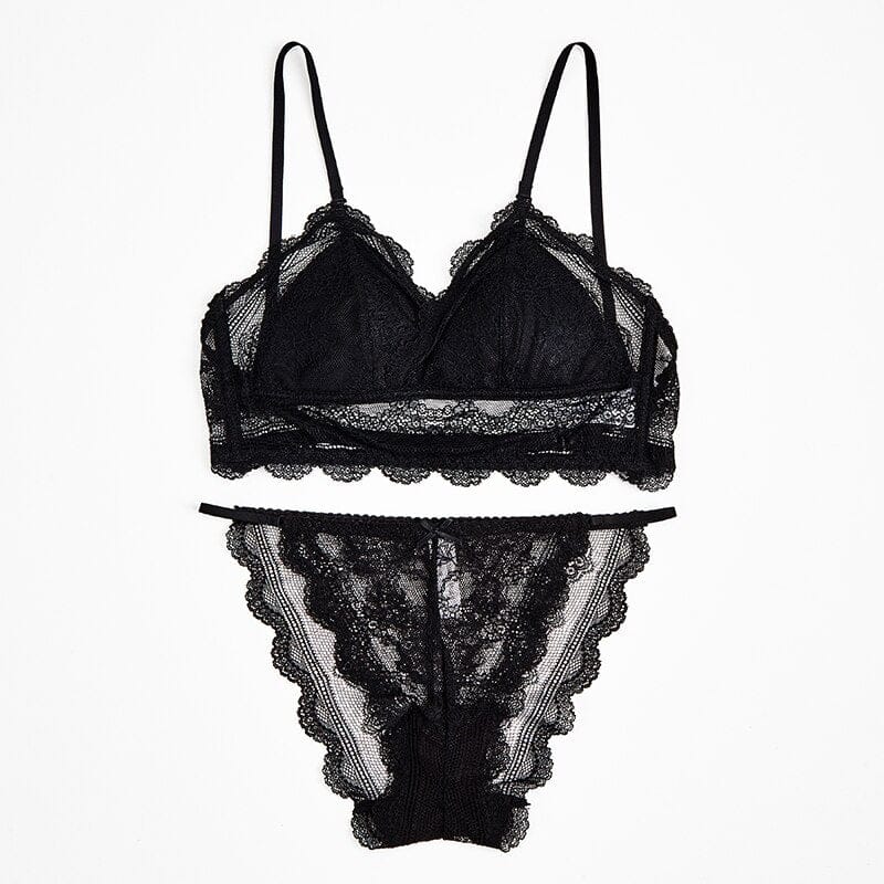 Buy online Black Lace Bras And Panty Set from lingerie for Women