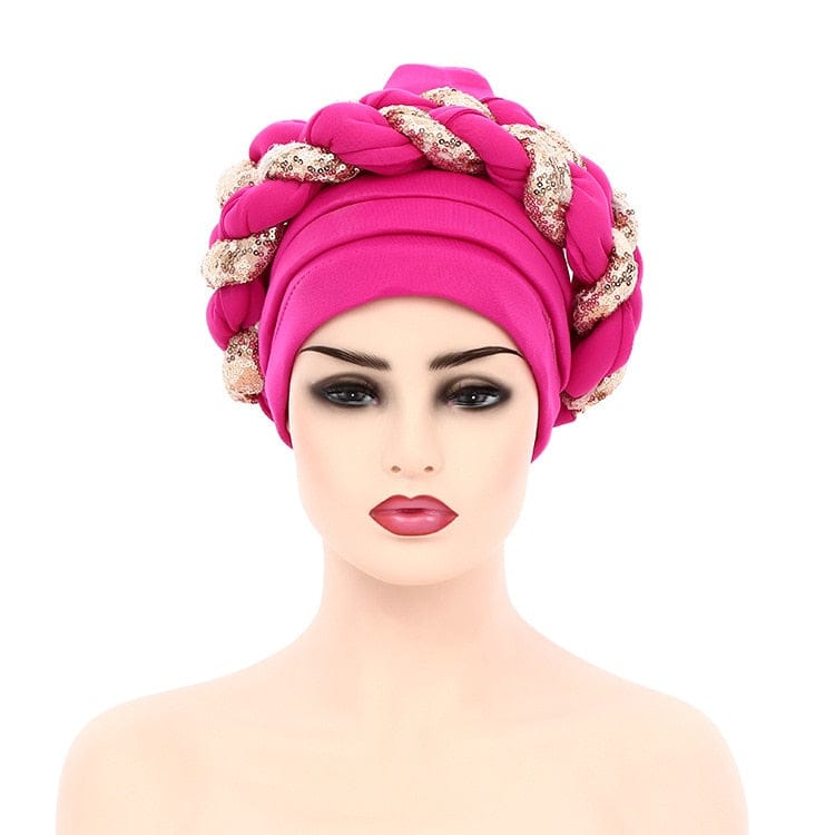 Women Braid Turbans Latest African Head-tie Ladies Sequin Head Wraps BENNYS 