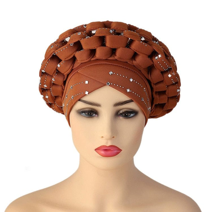 Women Braid Turbans Latest African Head-tie Ladies Sequin Head Wraps BENNYS 