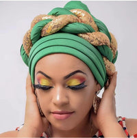 Women Braid Turbans Latest African Head-tie Ladies Sequin Head Wraps BENNYS 