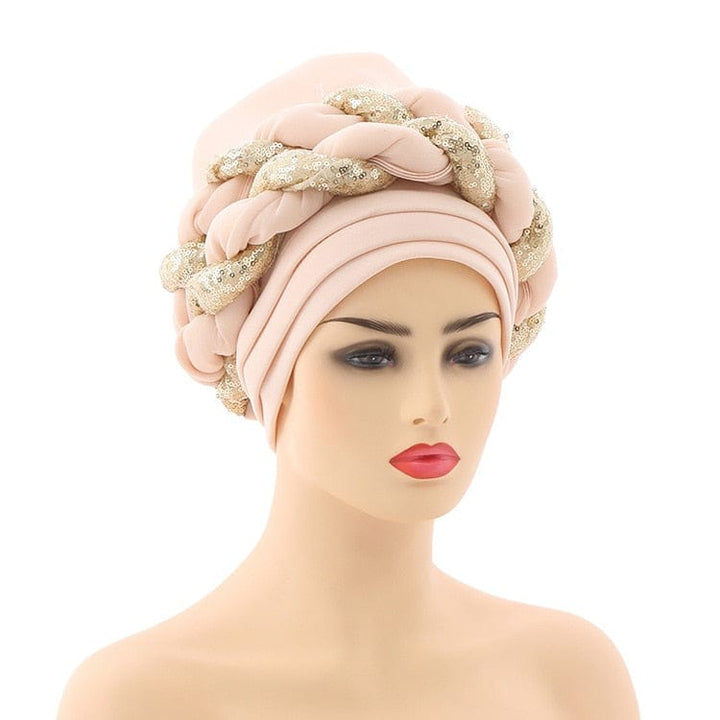 Women Braid Turbans Latest African Head-tie Ladies Sequin Head Wraps BENNYS 