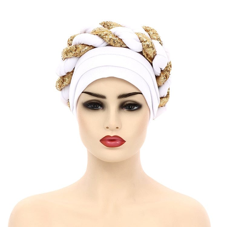 Women Braid Turbans Latest African Head-tie Ladies Sequin Head Wraps BENNYS 