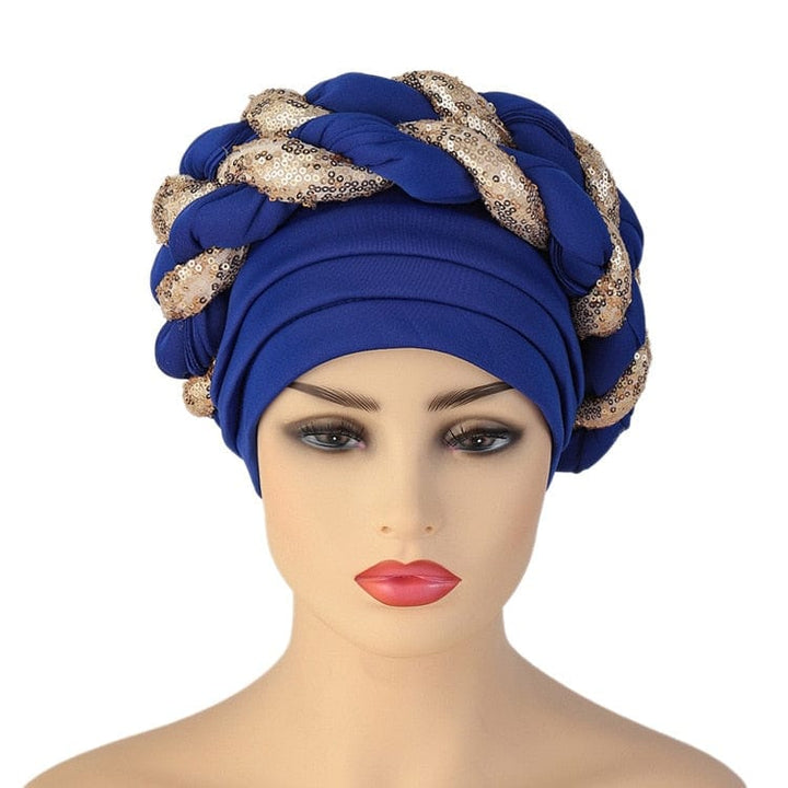 Women Braid Turbans Latest African Head-tie Ladies Sequin Head Wraps BENNYS 