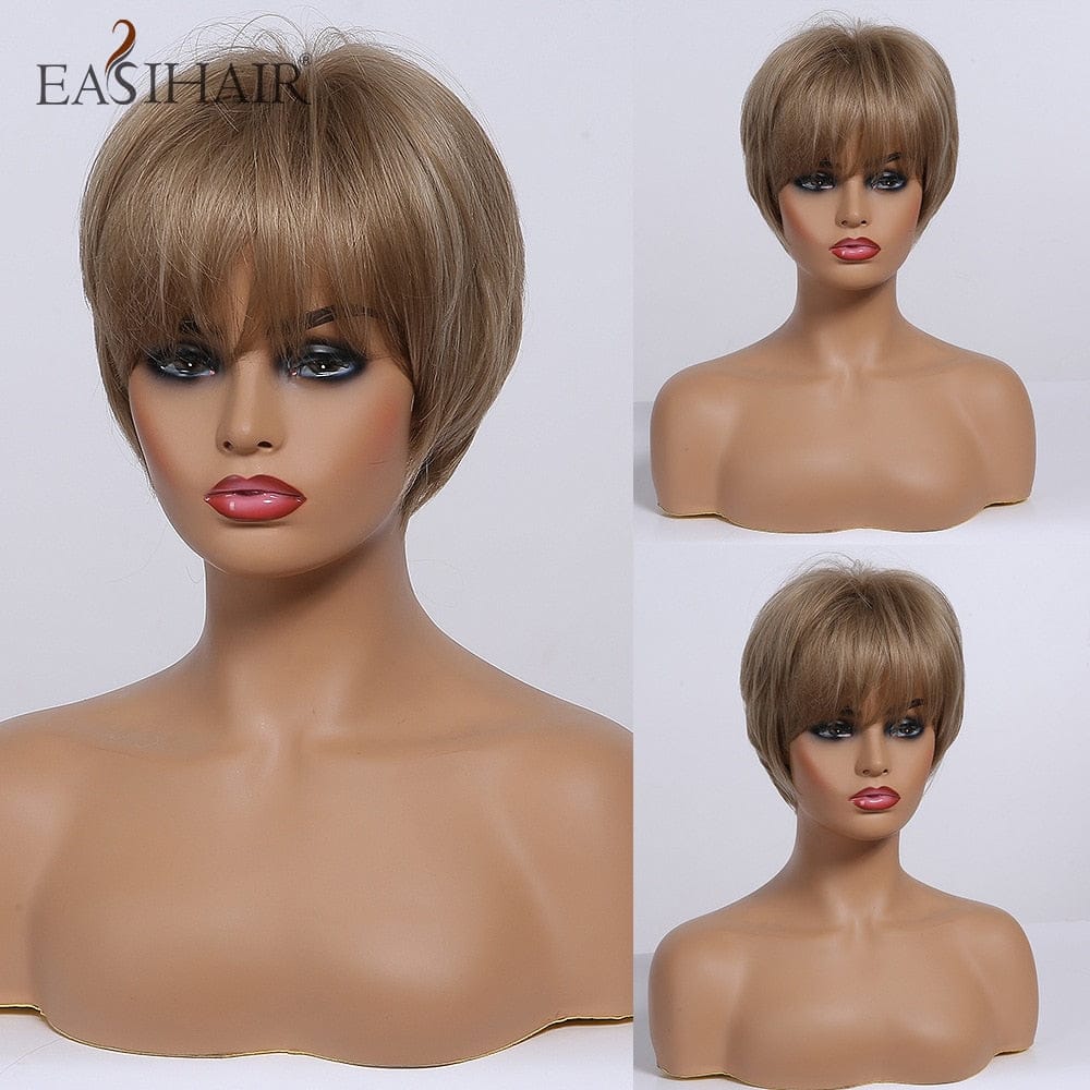Women Brown Wigs with Bangs Synthetic Wigs BENNYS 
