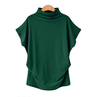 Women Casual Turtleneck Short Sleeve Cotton Solid Casual Top BENNYS 