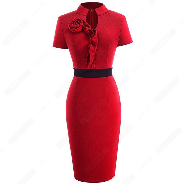 Women Elegant Ruffles Summer Floral Slim Party Bodycon Dress BENNYS 