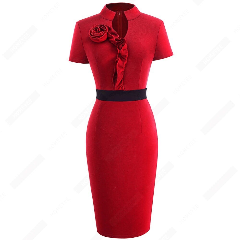 Women Elegant Ruffles Summer Floral Slim Party Bodycon Dress BENNYS 