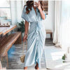 Women Elegant Shirt Dress Summer Fashion Printed Button Long Dresses BENNYS 