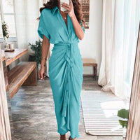 Women Elegant Shirt Dress Summer Fashion Printed Button Long Dresses BENNYS 