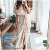 Women Elegant Shirt Dress Summer Fashion Printed Button Long Dresses BENNYS 