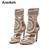 Women Fashion Open Toe Rhinestone Design High Heel Sandals BENNYS 