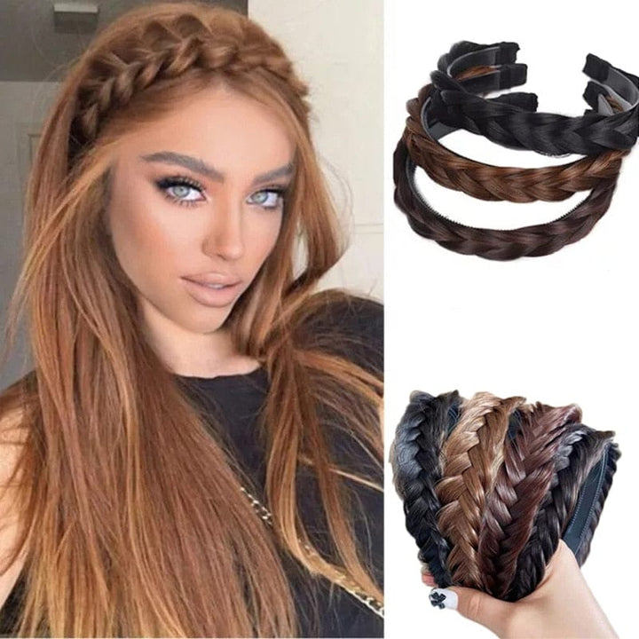 Women Hair Band Fishbone Braid Lazy Wig Twist Braid Headband BENNYS 