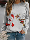Women Loose Christmas Print Fleece Sweater BENNYS 
