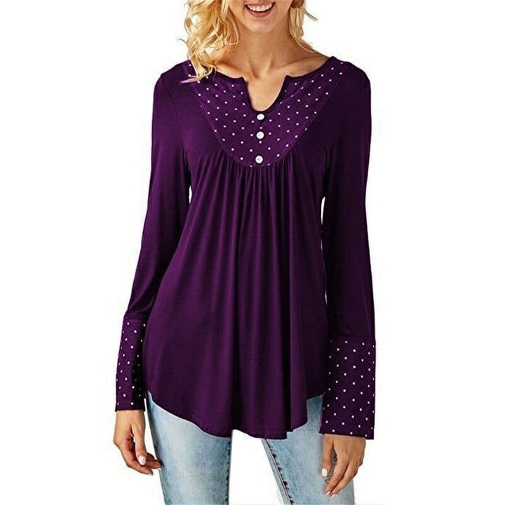 Women Loose Ruffled Hem Blouse Fall Casual Draped Tops BENNYS 