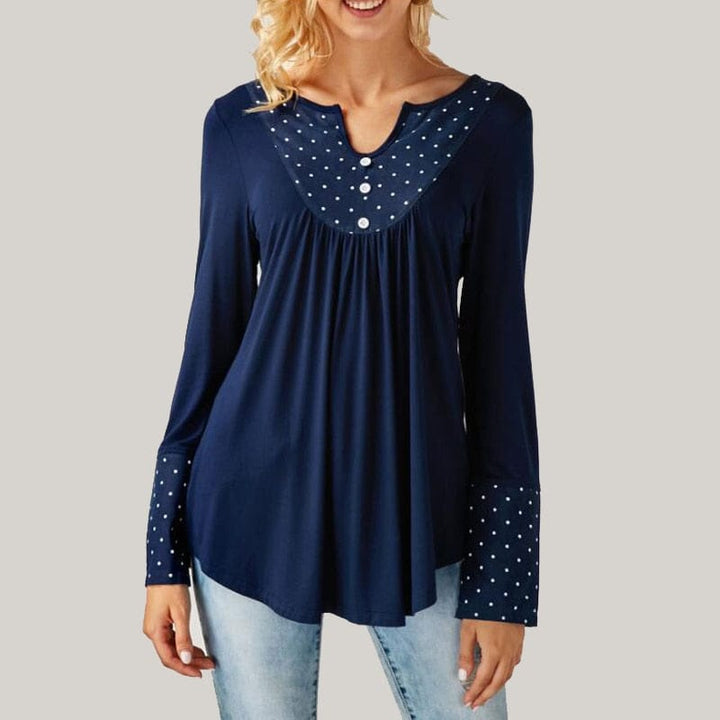 Women Loose Ruffled Hem Blouse Fall Casual Draped Tops BENNYS 