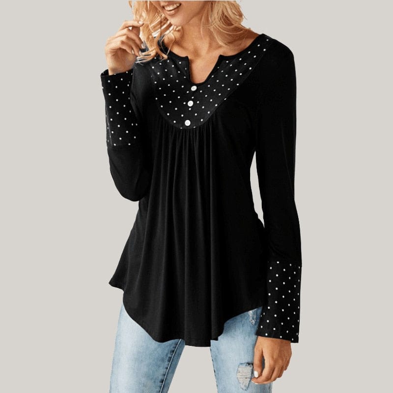 Women Loose Ruffled Hem Blouse Fall Casual Draped Tops BENNYS 