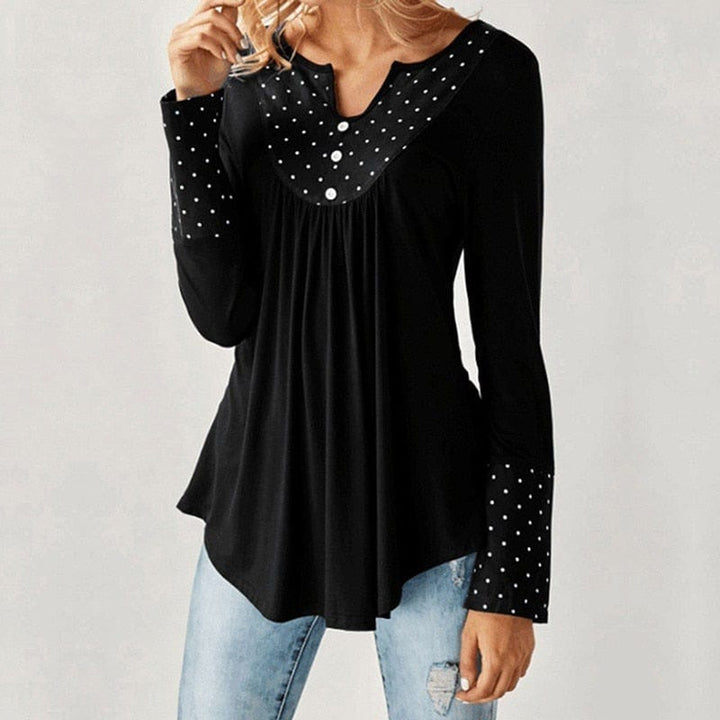 Women Loose Ruffled Hem Blouse Fall Casual Draped Tops BENNYS 