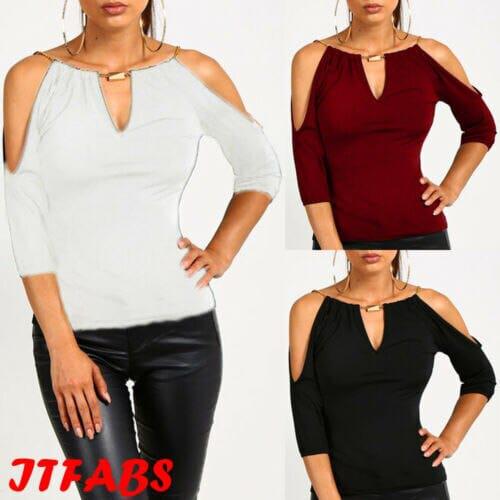 Women Loose Summer Cotton Casual Tops Off Shoulder Top BENNYS 