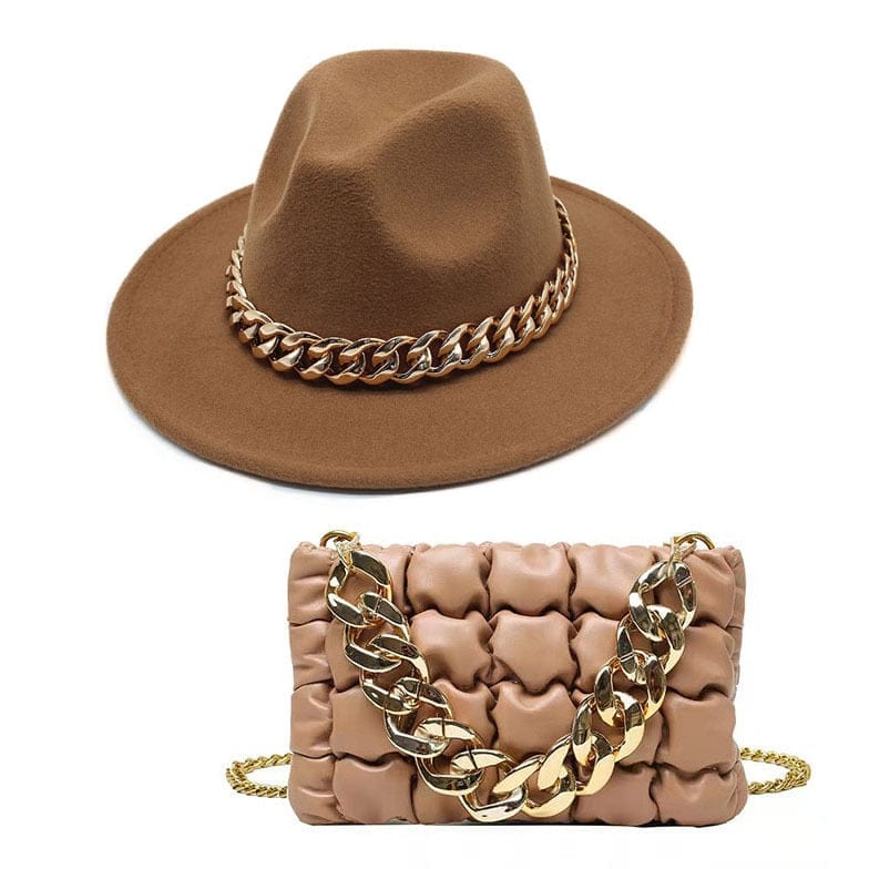 Women Luxury  Chain Bag And Hats Set BENNYS 